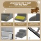 Four-step gray foam dog ramp with non-slip surface, designed for easy climbing and safety for pets with mobility issues.